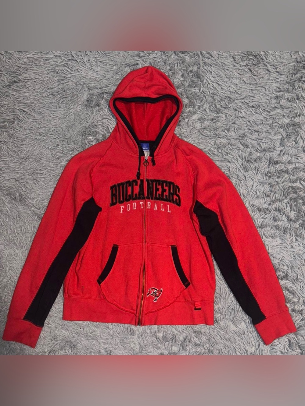 Tampa Bay Buccaneers Womenโs Reebok Red 2XL Full Zip Hoodie Sweatshirt NFL VTG
